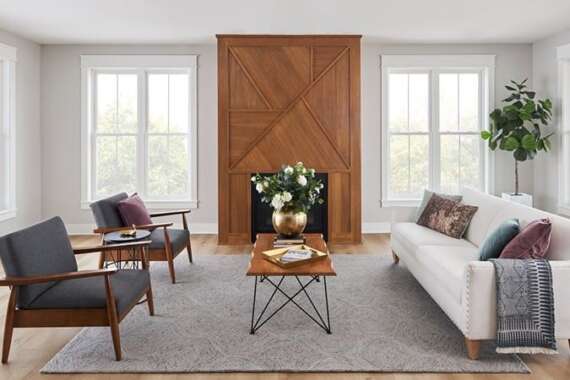 White-Double-Hung-Windows-Modern-Wood-Fireplace
